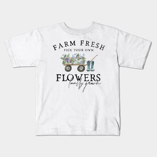 Farm Fresh Flowers Cottagecore Kids T-Shirt